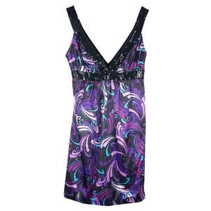 Guess Y2K Women's Satin Sequin Purple Hippie Boho Top Fairy Whimsy Festival Sml